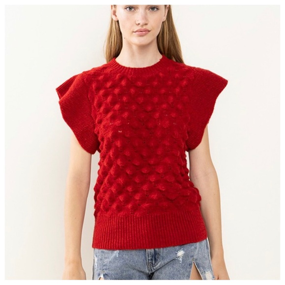 05 Chic Ruffle Sleeve Textured Sweater - Picture 4 of 6